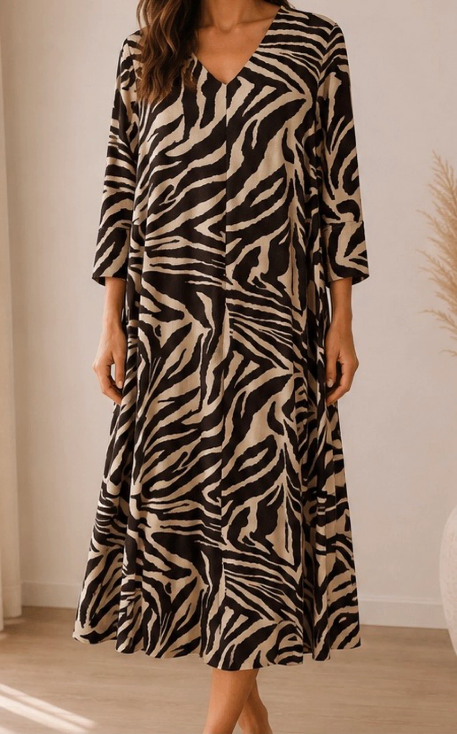 Linea Loressi zebraprint jurk maat 40 linnenmix